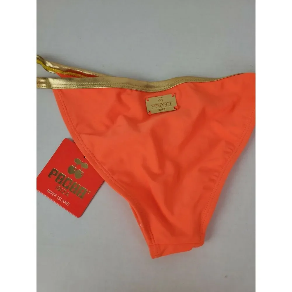NWT Pacha Ibiza River Island Womens Neon Orange Bikini Bottom US‎ Size 4